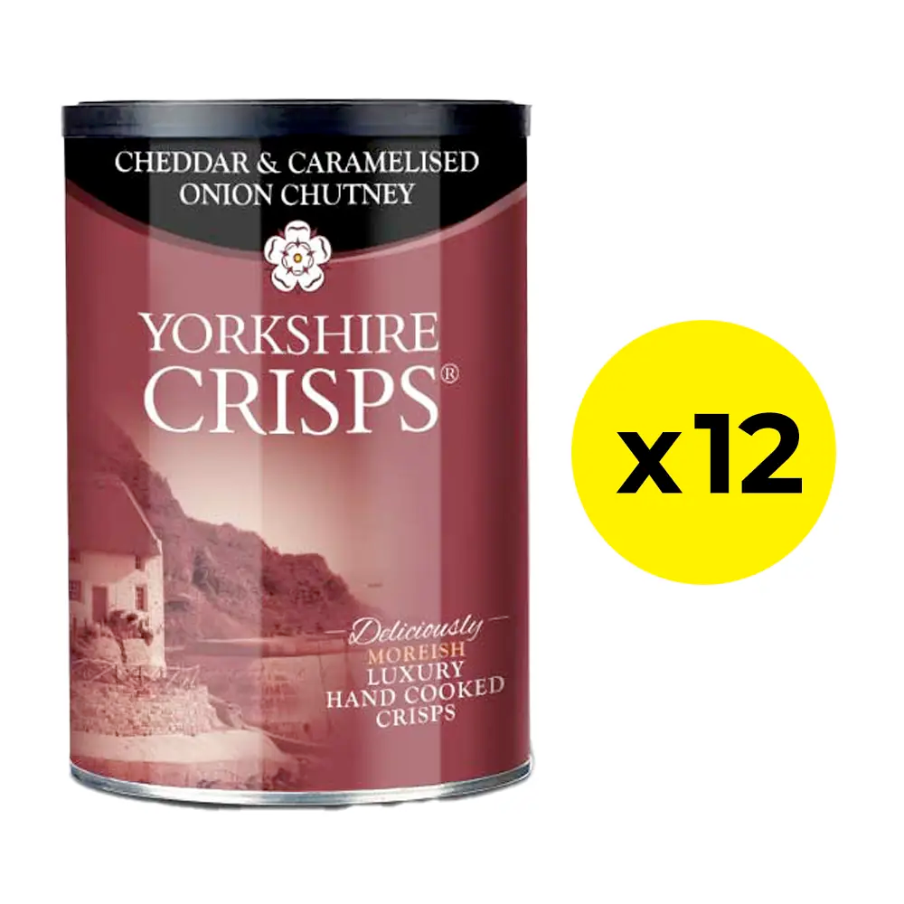 Yorkshire Cheddar Caramelised Onion Chutney Crisps 95g Drum - Pack of 12