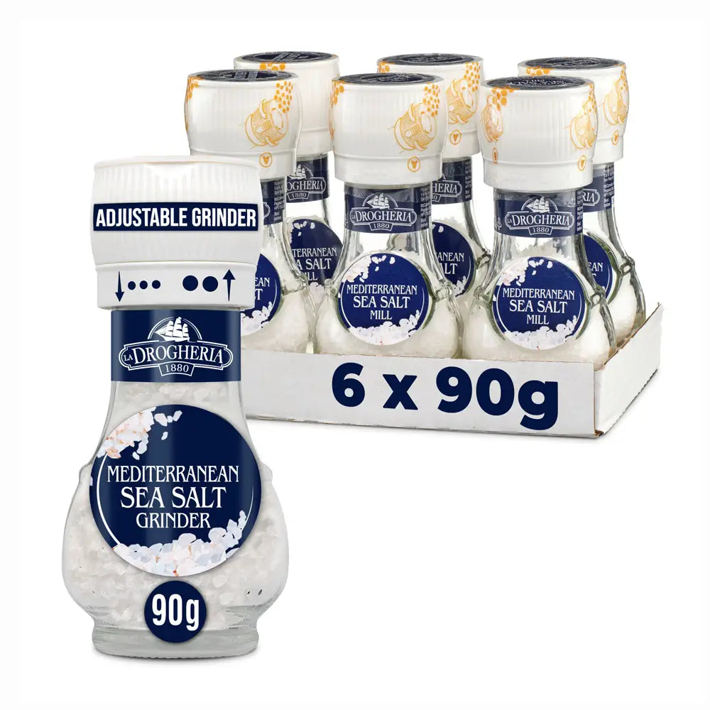 Pack of 6 90g Mediterranean Sea Salt Mills from Drogheria