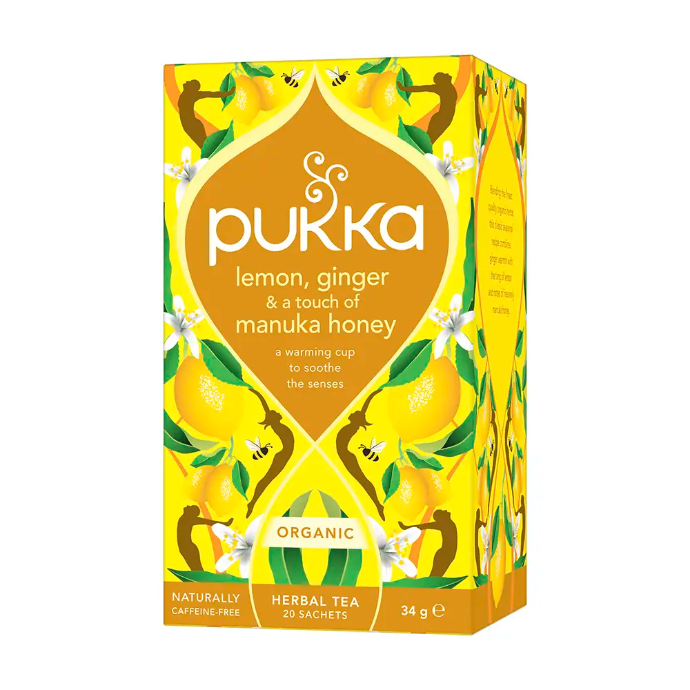 Pukka Lemon, Ginger & Manuka Honey Tea Bags Tag and Envelope - Pack of 20