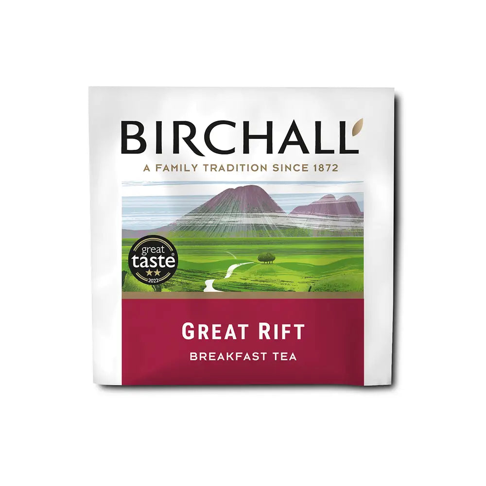 Individually wrapped Breakfast Tea Bag with tag from Birchall, supplied by Out of Eden