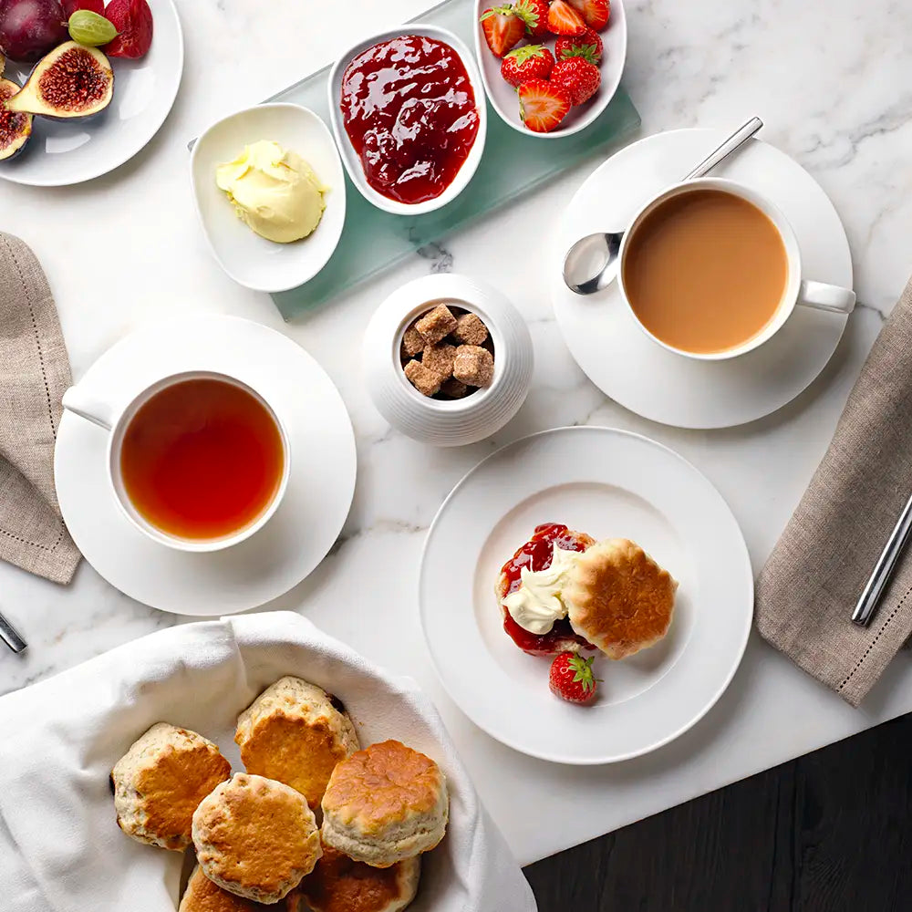 Birchall Tea served black and with milk at an afternoon tea in a hotel