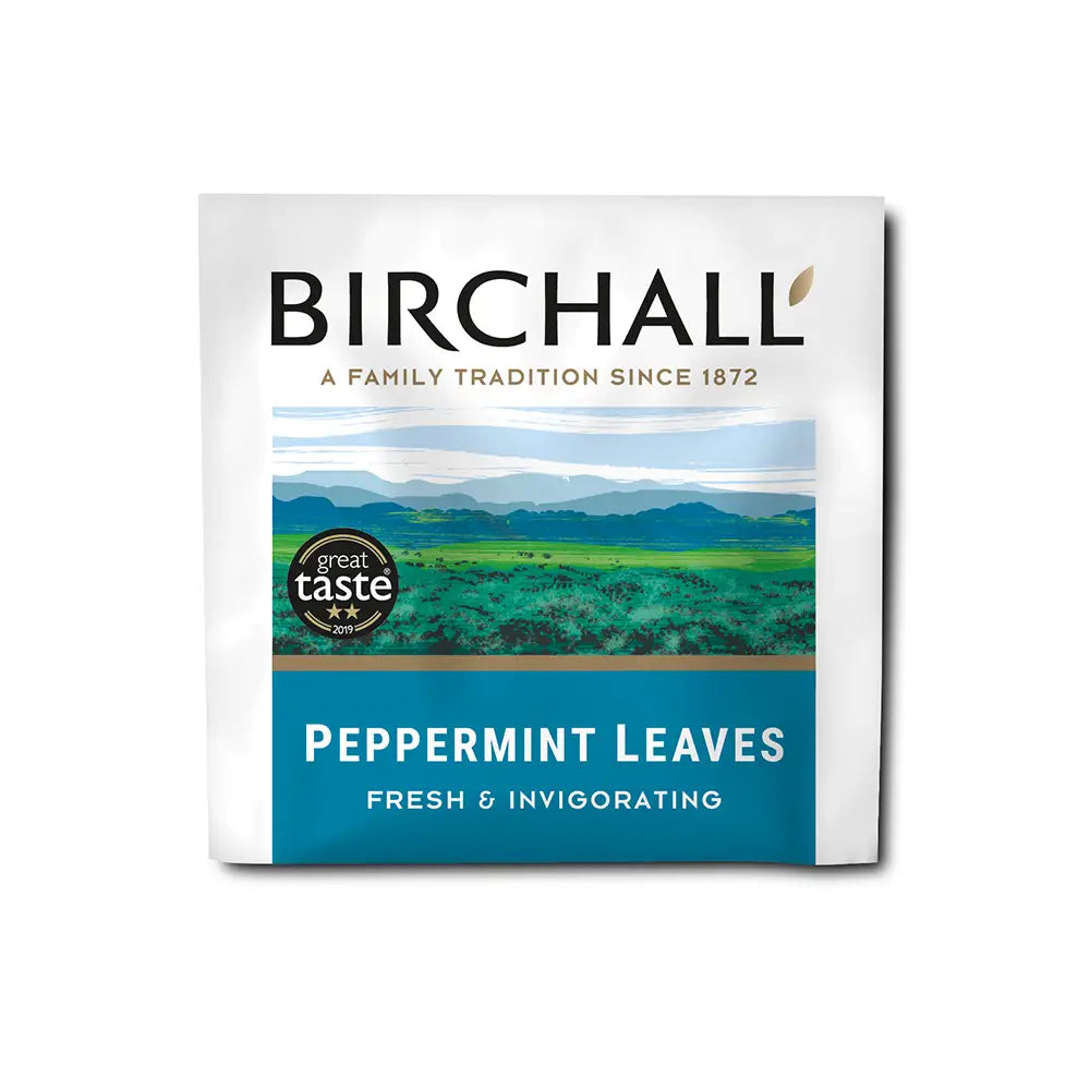 Individually wrapped Birchall Peppermint Leaves Tea Bag