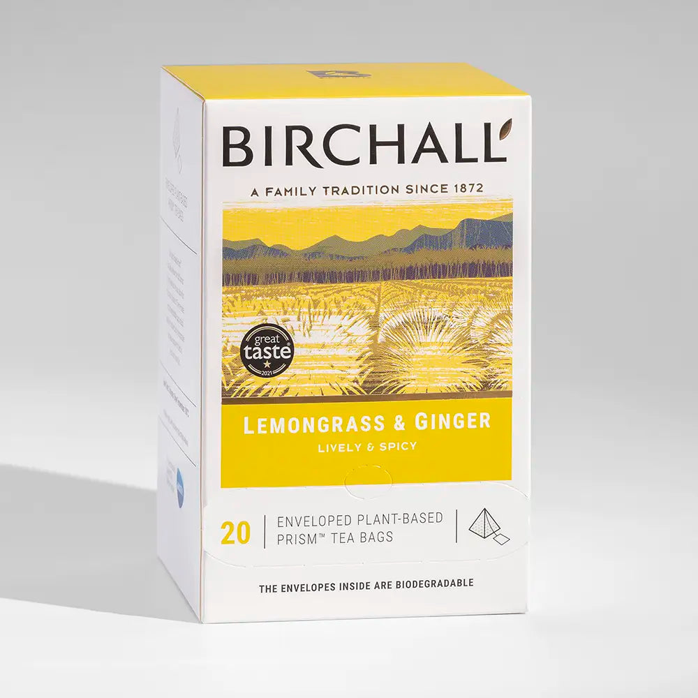 Box of 20 Lemongrass & Ginger Prism Tea Bags from Birchall