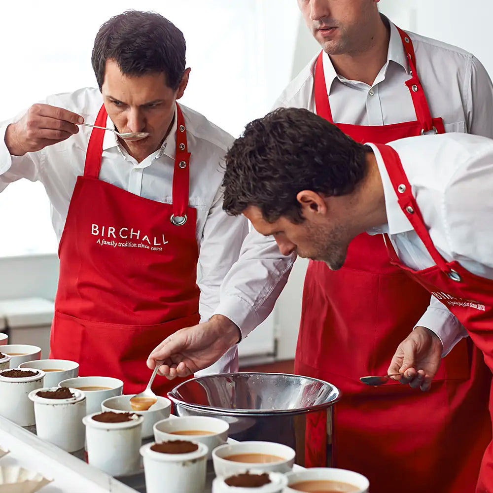 Members of the Birchall testing team taste test tea blends to ensure the recipe is as delicious as ever.
