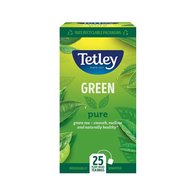 Tetley Pure Green Tea Bags Tag & Envelope - Pack of 25