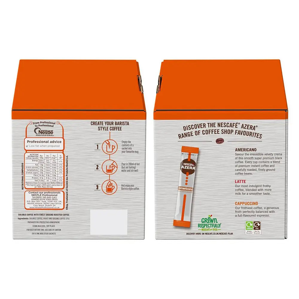 Nescafe Azera Americano Instant Coffee Sticks - Pack of 200