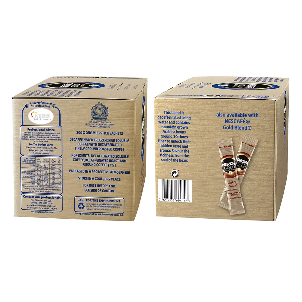 Nescafe Gold Blend Decaf Instant Coffee Stick - Pack of 200
