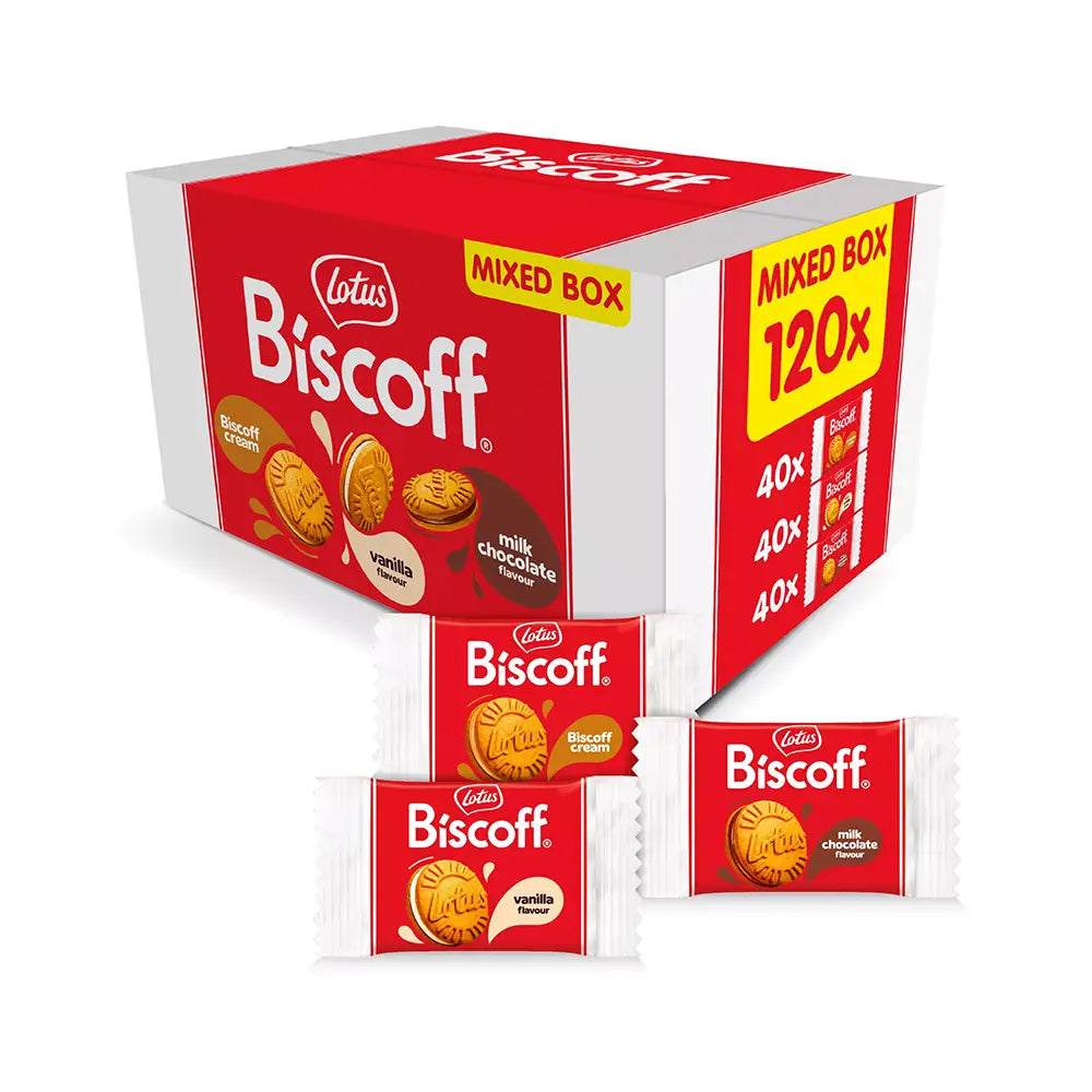 Lotus Biscoff Individually Wrapped Sandwich Biscuits (3 varieties) - Pack of 120