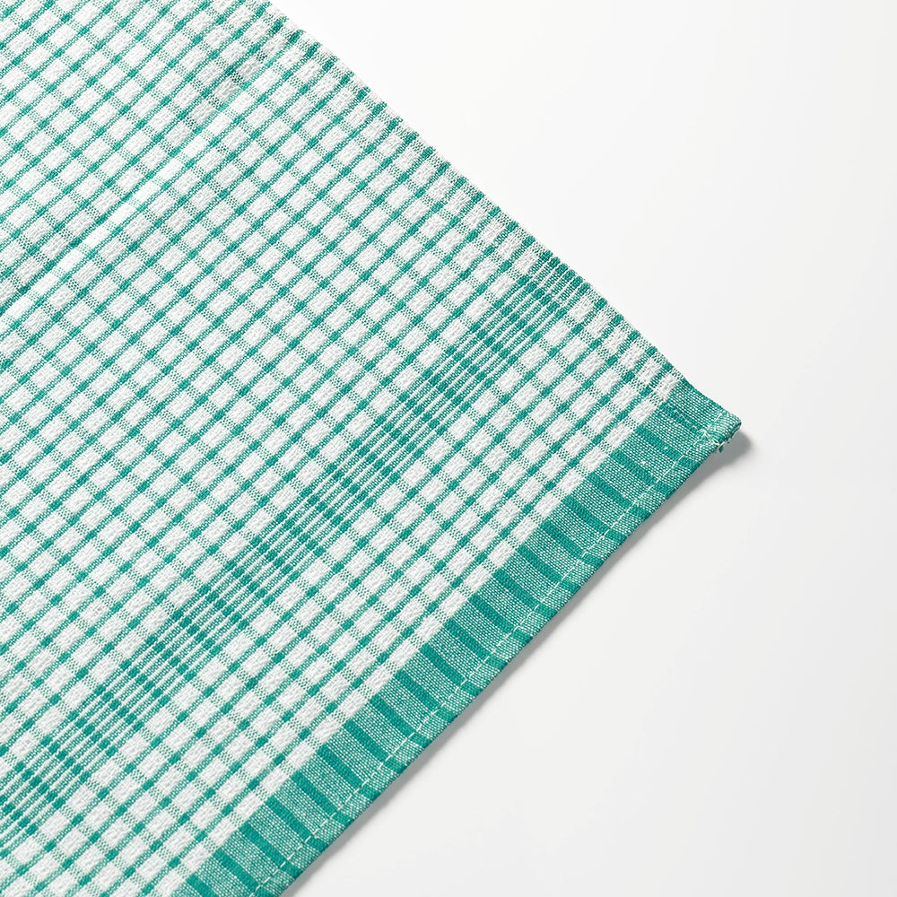 close up of green checked wonder dry tea towel