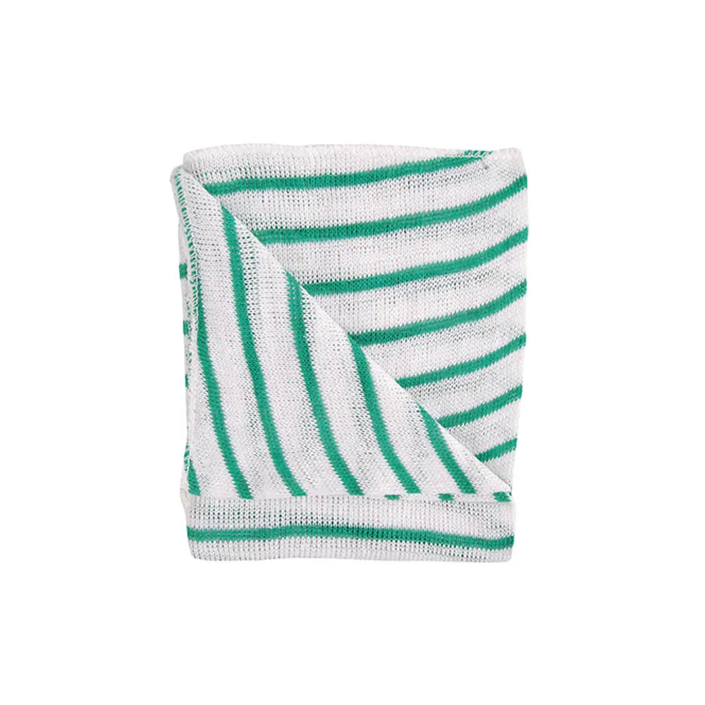Washable green stripe Knitted Cleaning & Dish Cloth - medium-weight - pack of ten