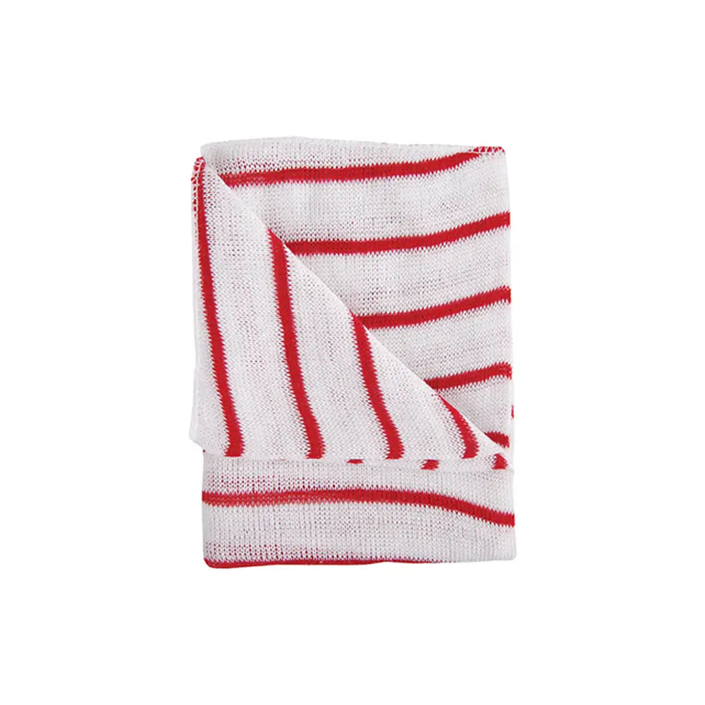 Washable red stripe Knitted Cleaning & Dish Cloth - medium-weight - pack of ten