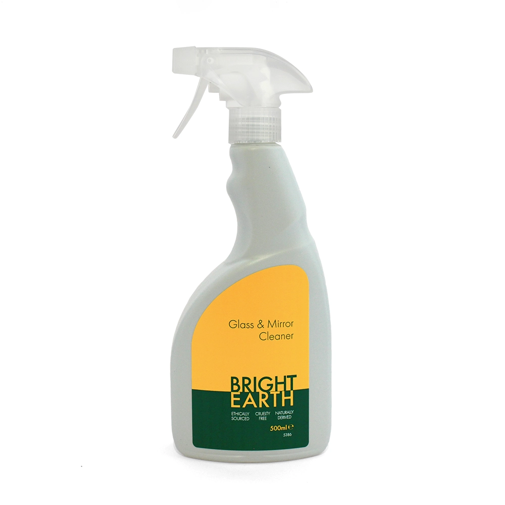 Spare Trigger spray head shown attached to a 500ml bottle of Bright Earth Glass cleaner