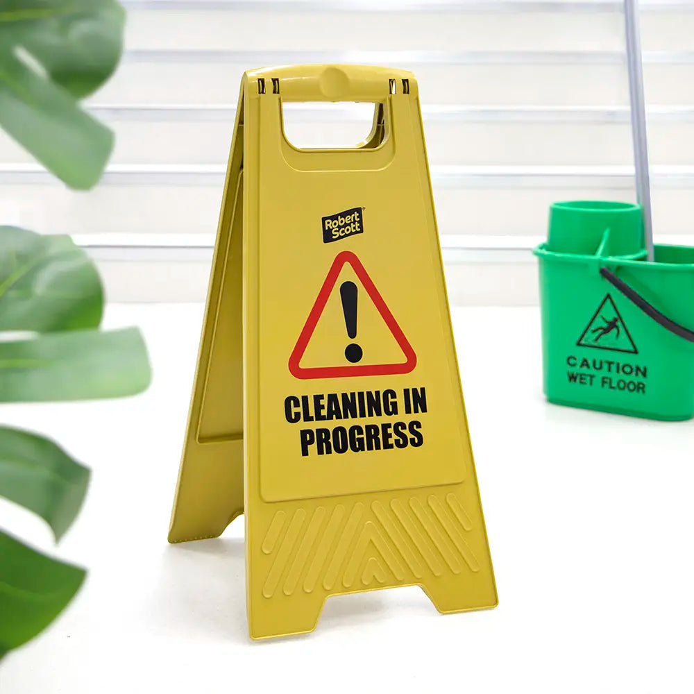 "Caution Wet Floor" / "Cleaning In Progress" Freestanding Sign