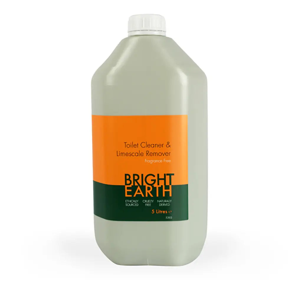 5L container of Bright Earth toilet cleaner and limescale remover on a white background
