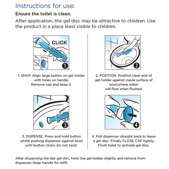 Instructions for using Duck Professional Fresh Toilet Discs with step-by-step illustrations.