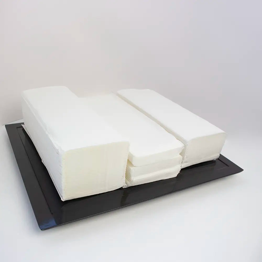 Black melamine Hospitality Tray with paper towels