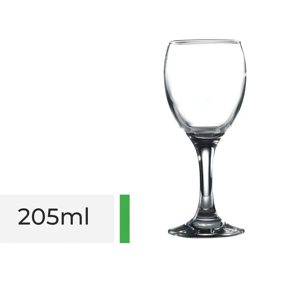 205ml wine glass that features a thicker stem as well as a beaded rim to prevent chips and cracks