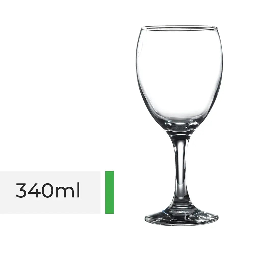 340ml toughened wine glass that features a thicker stem as well as a beaded rim to prevent chips and cracks