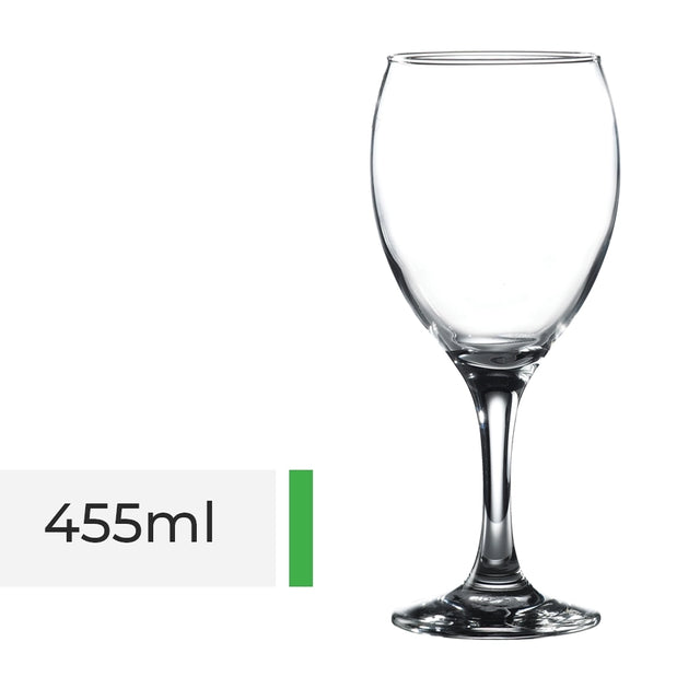 455ml toughened wine glass that features a thicker stem as well as a beaded rim to prevent chips and cracks