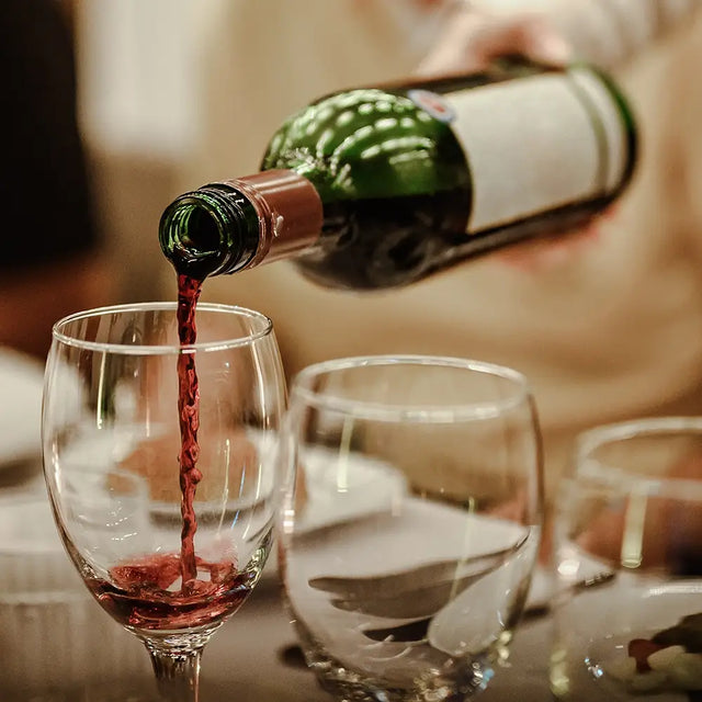 toughened wine glass that features a thicker stem as well as a beaded rim to prevent chips and cracks