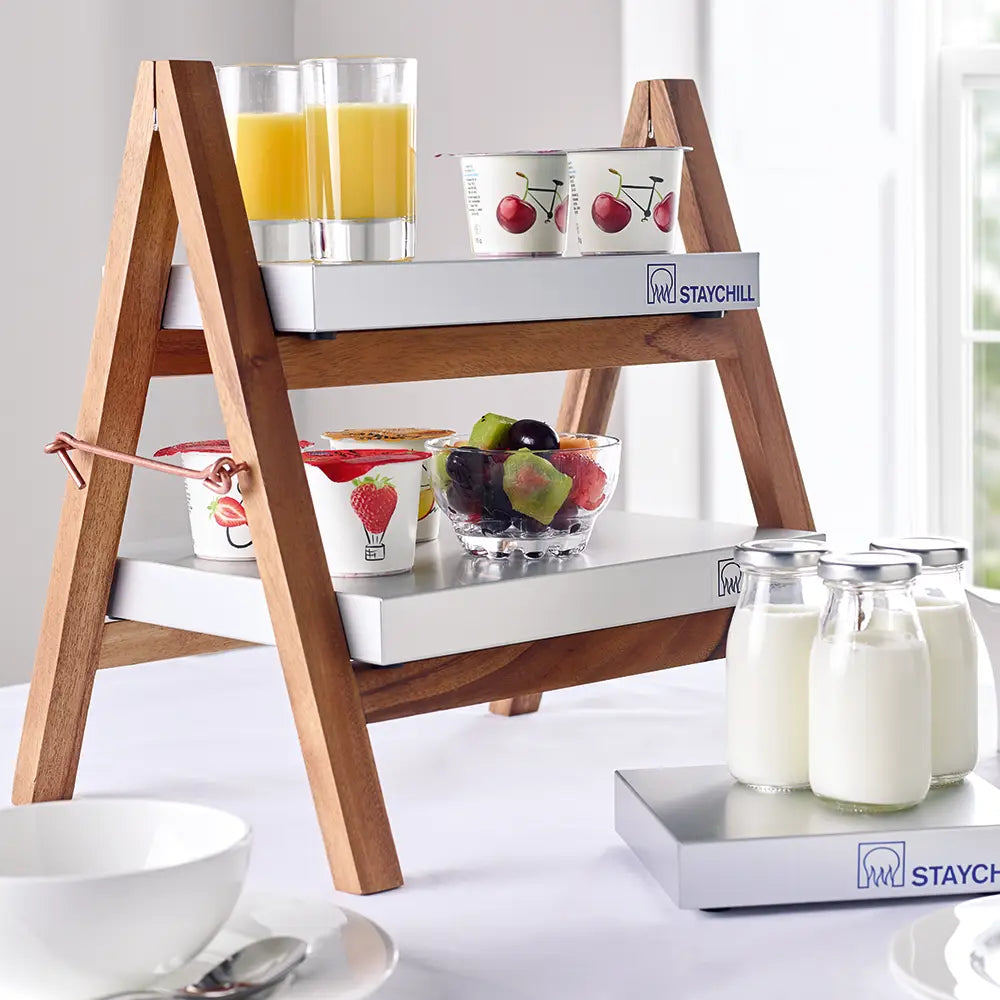 Acacia Wood Buffet Stand with Staychill Trays