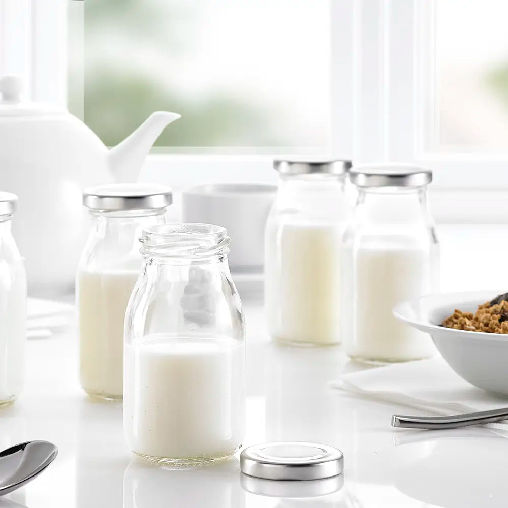 Glass Mini Milk Bottles With Lids