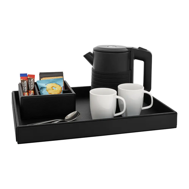 Faux Leather Room Tray 40x30cm - Black