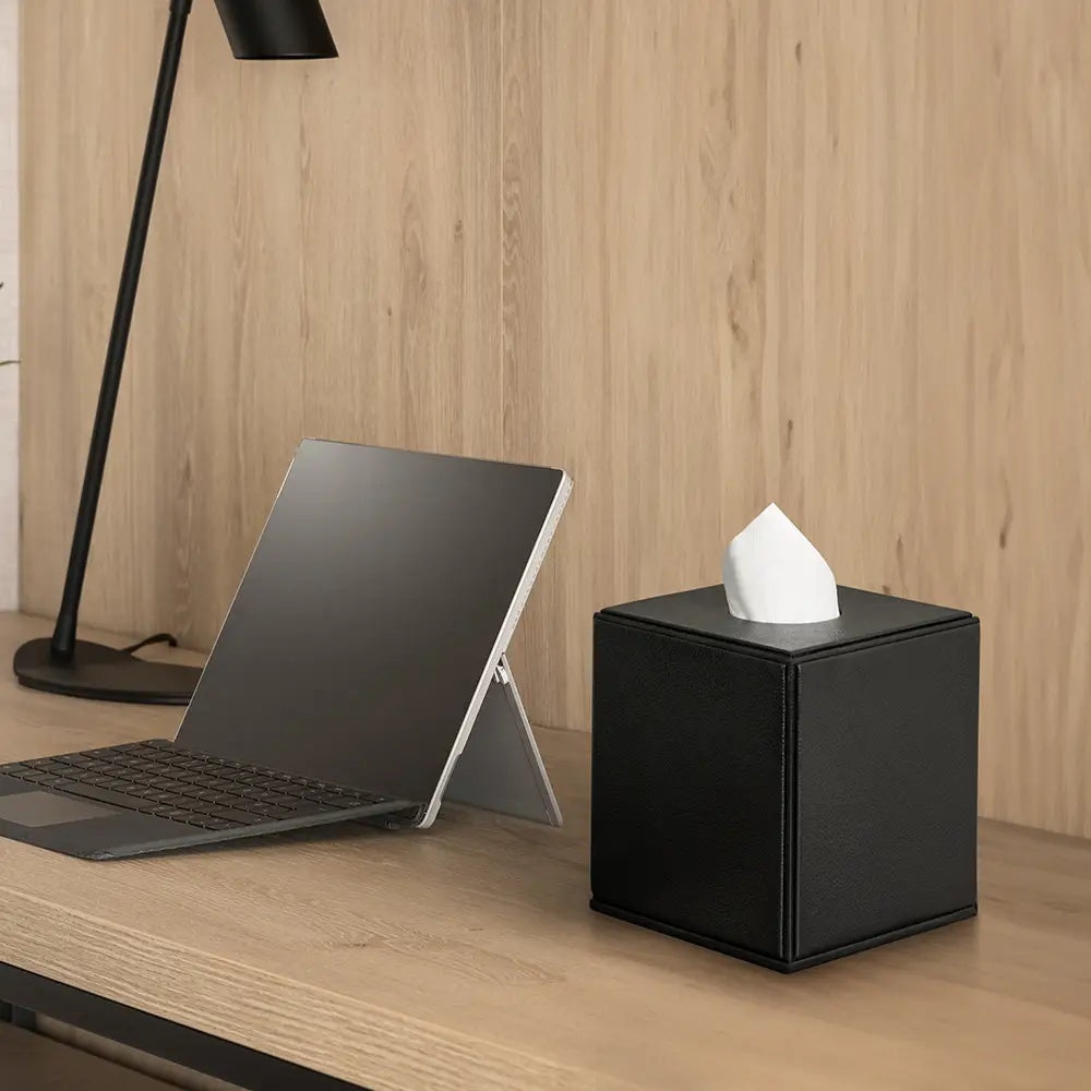 Faux Leather Cube Tissue Box Cover