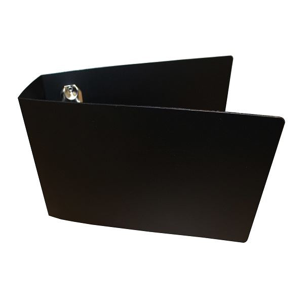A black ring binder designed to store guest registration cards or telephone booking forms.