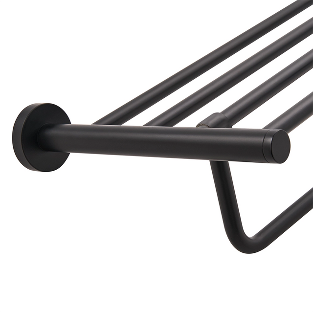 Black towel rack on a white background