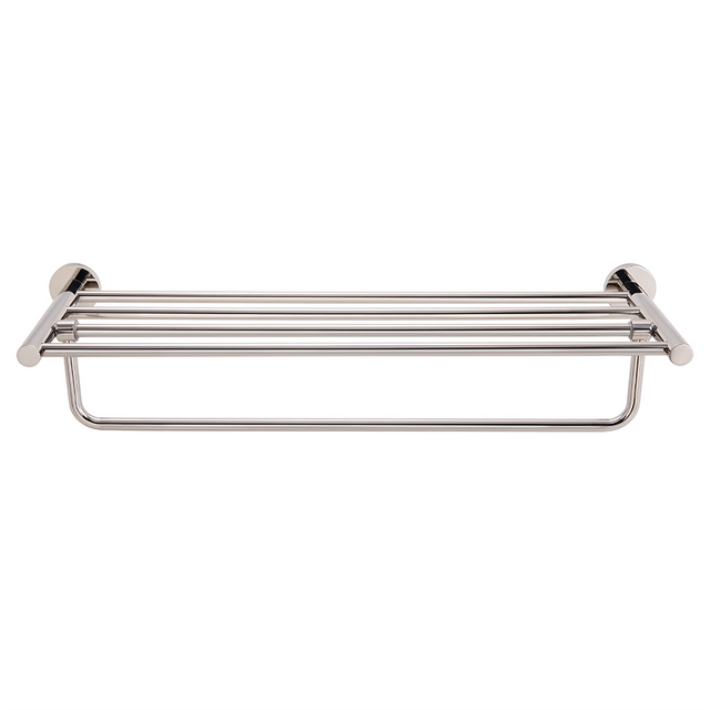 Towel rail with shelf on a white background