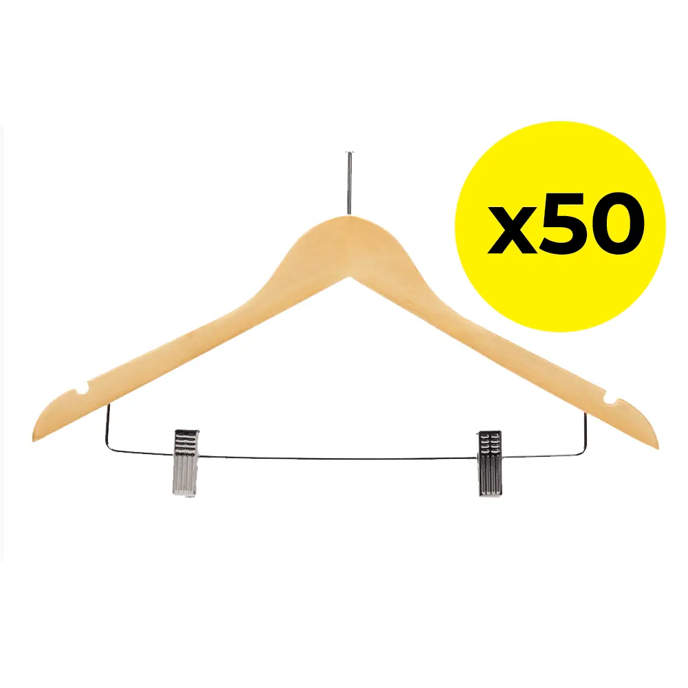 Dual Clip Wooden Security Coat Hanger