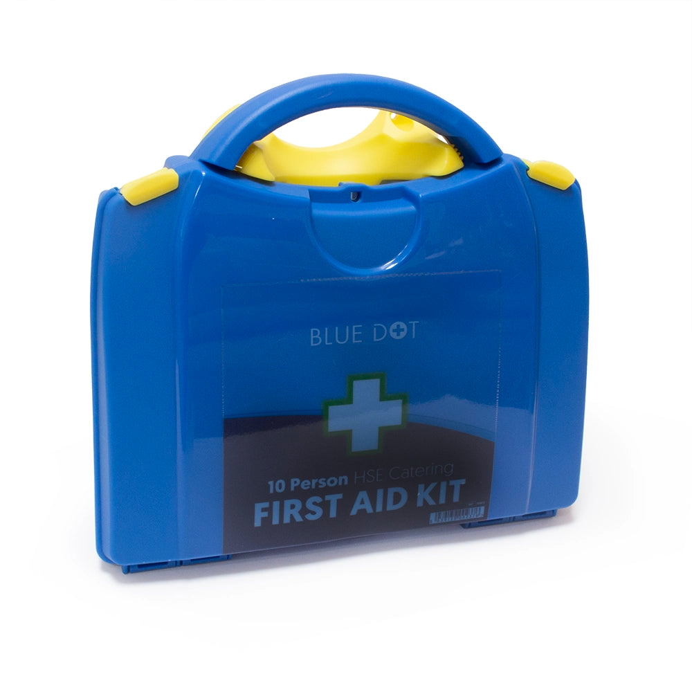 Catering first aid kit in blue and yellow case