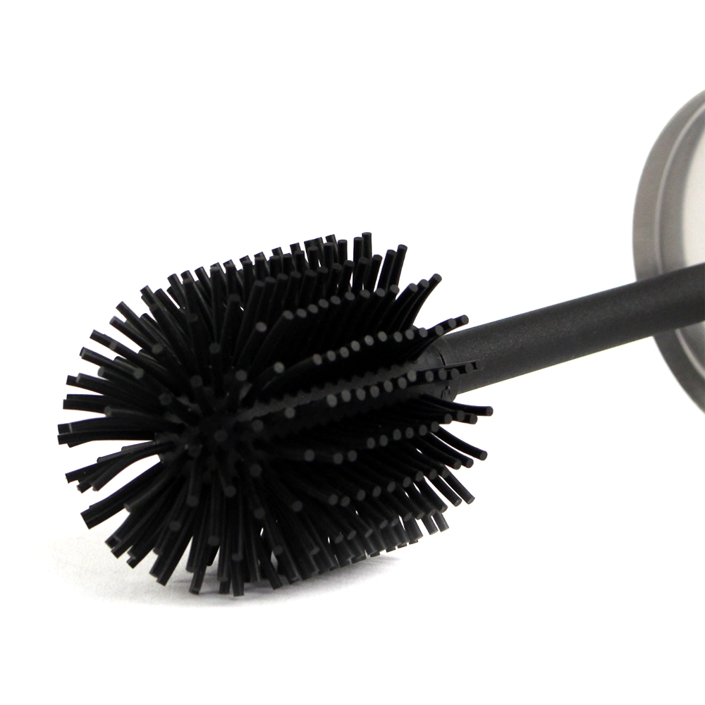 Slicone toilet brush head on a black handle