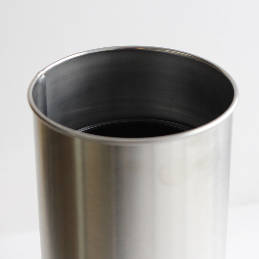 Inside top of satin toilet brush holder