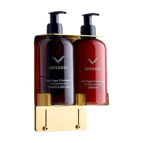 Double Wall Bracket For Two 300ml Bottle - Brushed Brass