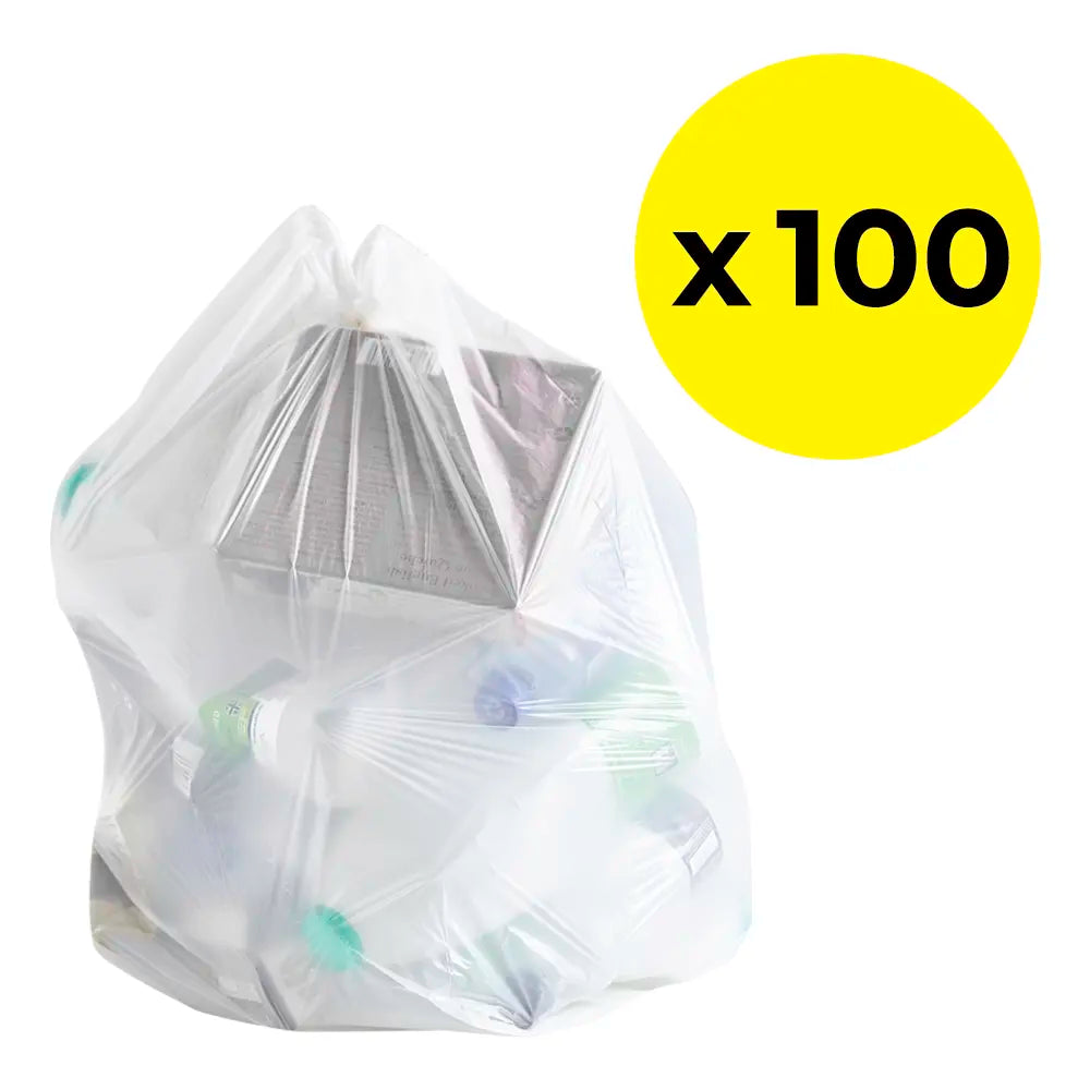 Medium Recycled White Bin Liners 50L pack of 100