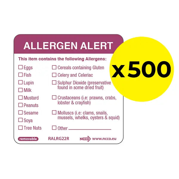 Removable Allergen Labels - Pack of 500