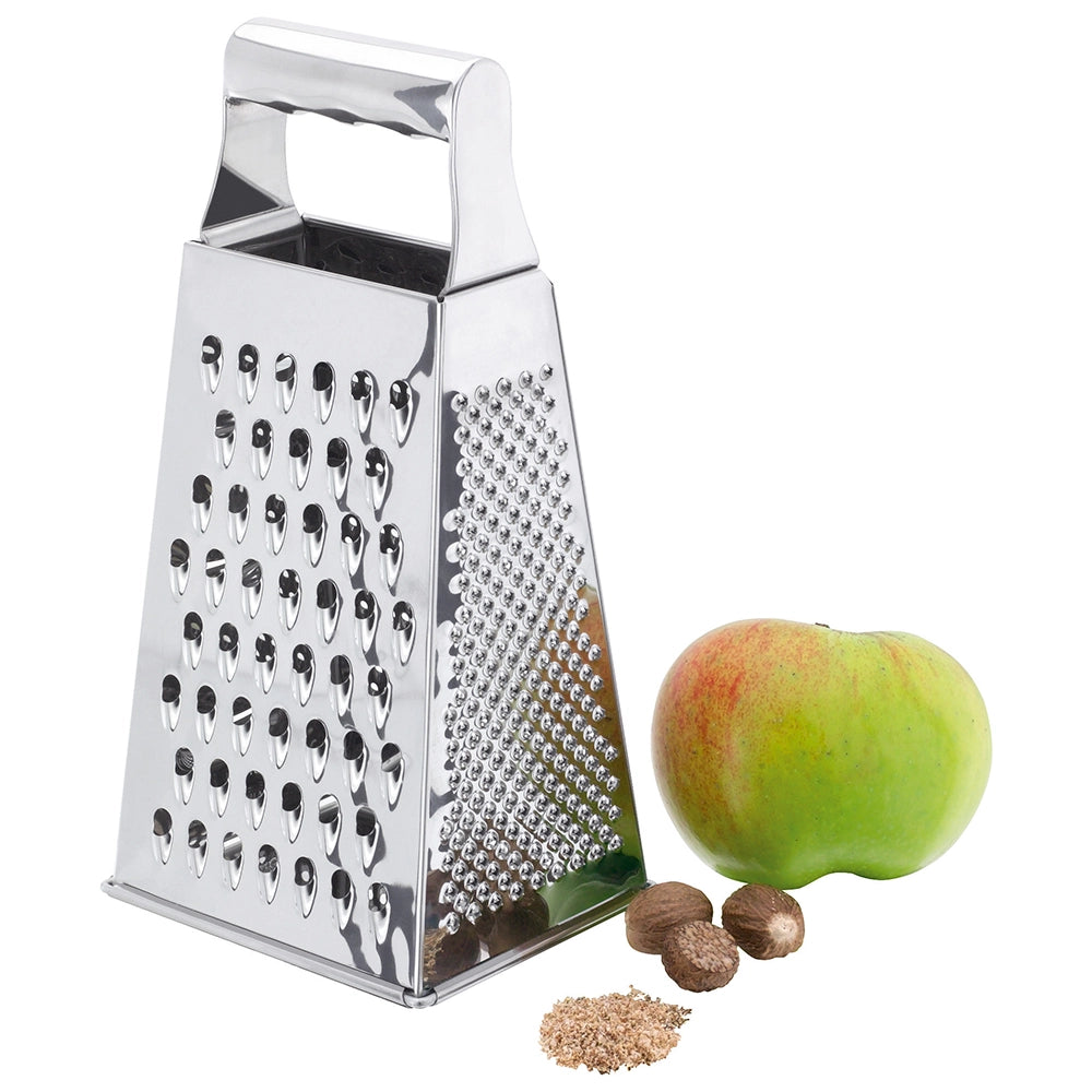 Stianless Steel 4 way box grater with handle at the top