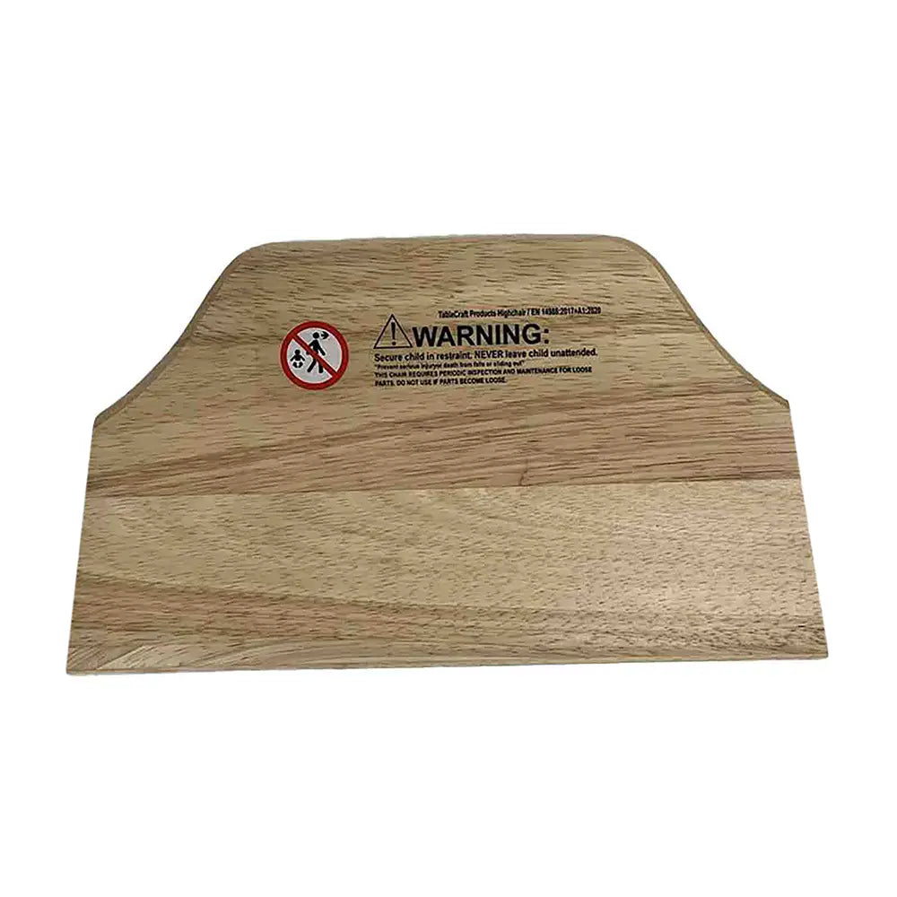 Back of the stackable wooden high chair