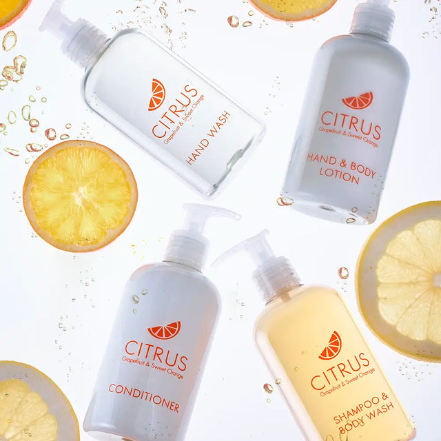 Citrus Grapefruit and Sweet Orange collection showing use of clear pump