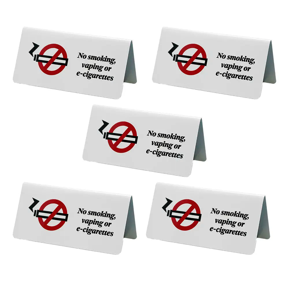 No Smoking or Vaping Aluminium Tent Sign - Pack of 5