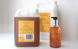 Bright Earth shampoo, conditioner, hand wash refills, and large bottle on a white background