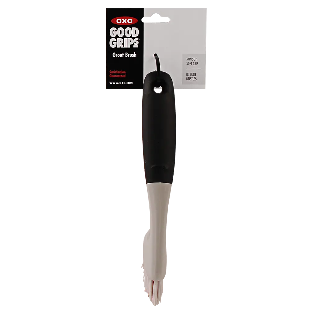 OXO Good Grips Grout Brush with non-slip soft grip handle, packaged
