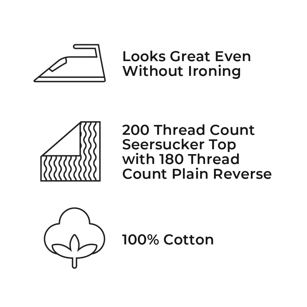 Luxury Cotton Seersucker 200 Thread Count Housewife Pillowcase Pair