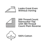 Luxury Cotton Seersucker 200 Thread Count Housewife Pillowcase Pair