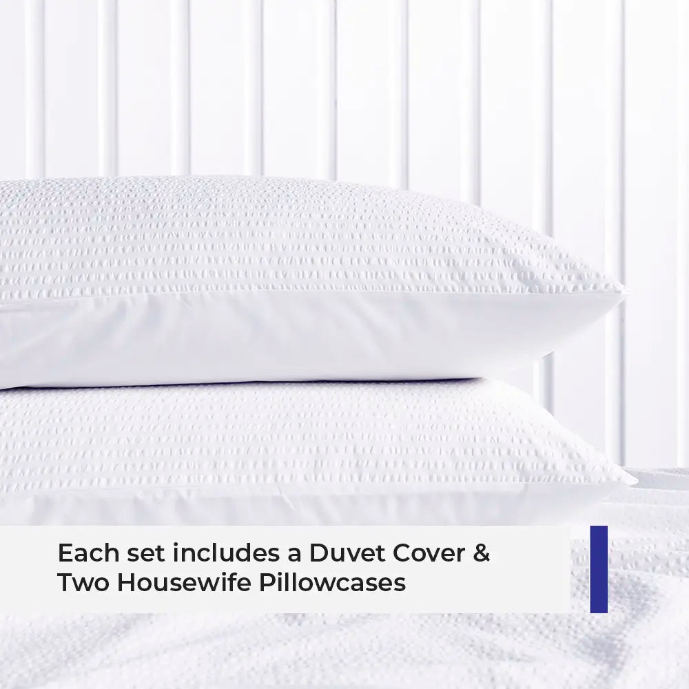 Luxury Cotton Seersucker 200 Thread Count Duvet Cover Set