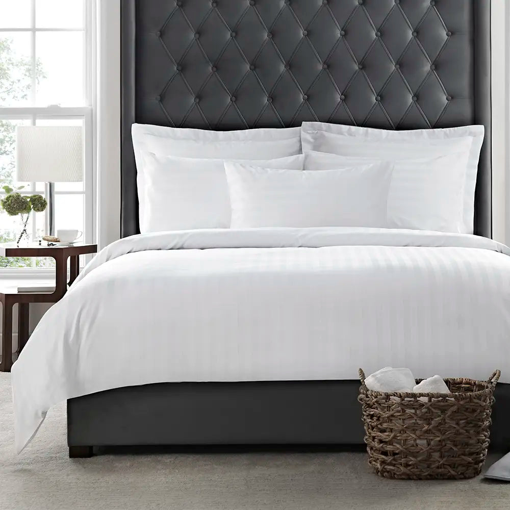Easycare Satin Stripe Duvet Cover - White