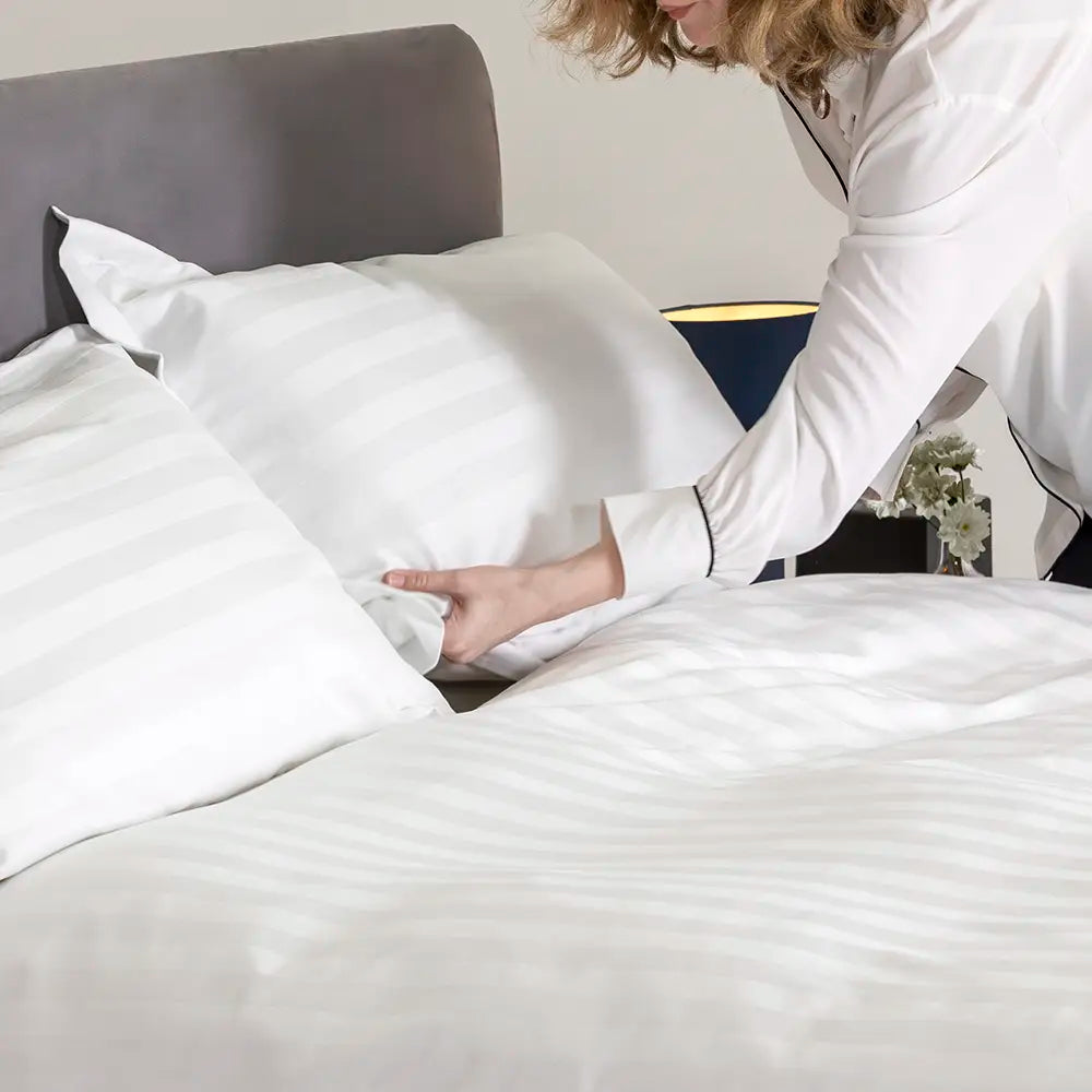 Easycare Satin Stripe Duvet Cover - White