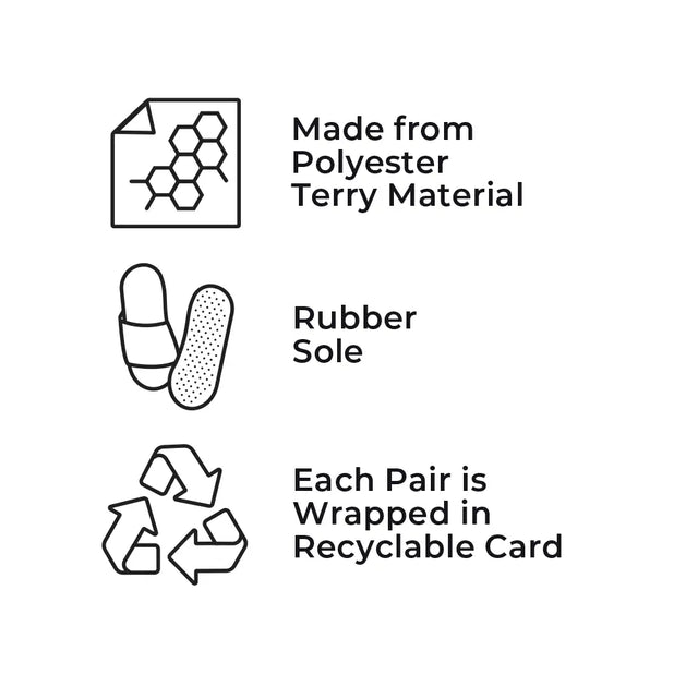 Polyester Terry Slippers - Pack of 100 Pairs